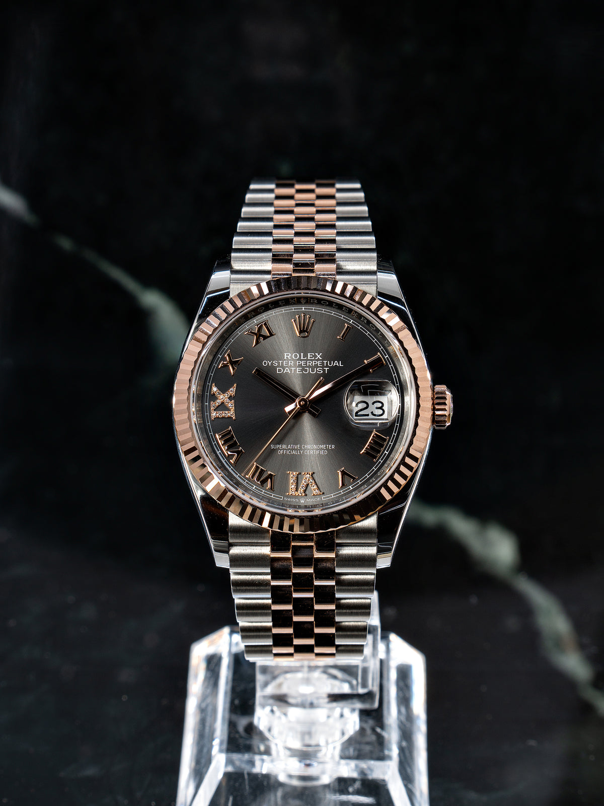 Rolex Datejust Rhodium Aço/Ouro Rosa c/ Diamantes 6&9 (36)