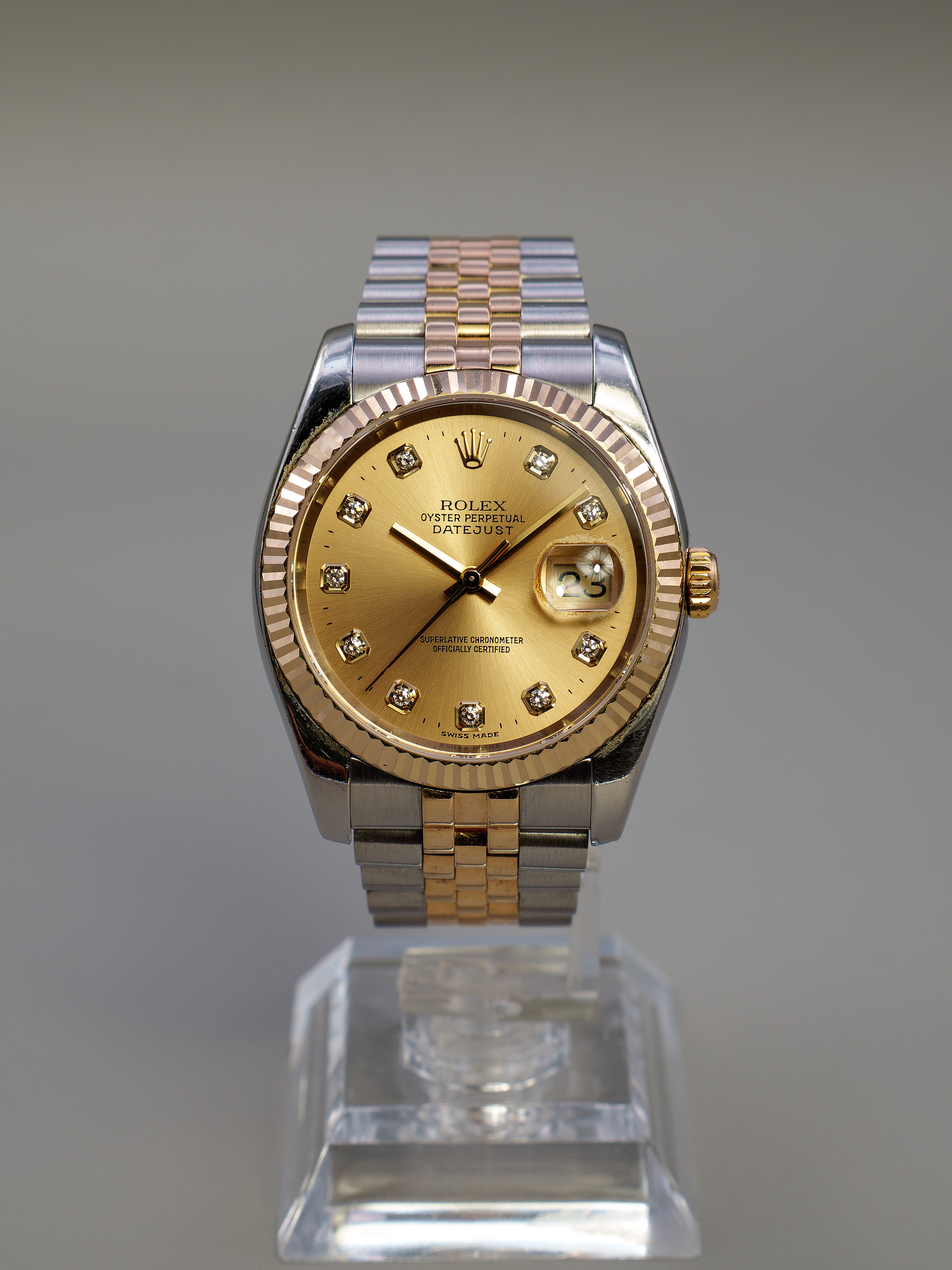 Rolex Datejust "Vintage" Aço/Ouro Amarelo c/Diamantes 36
