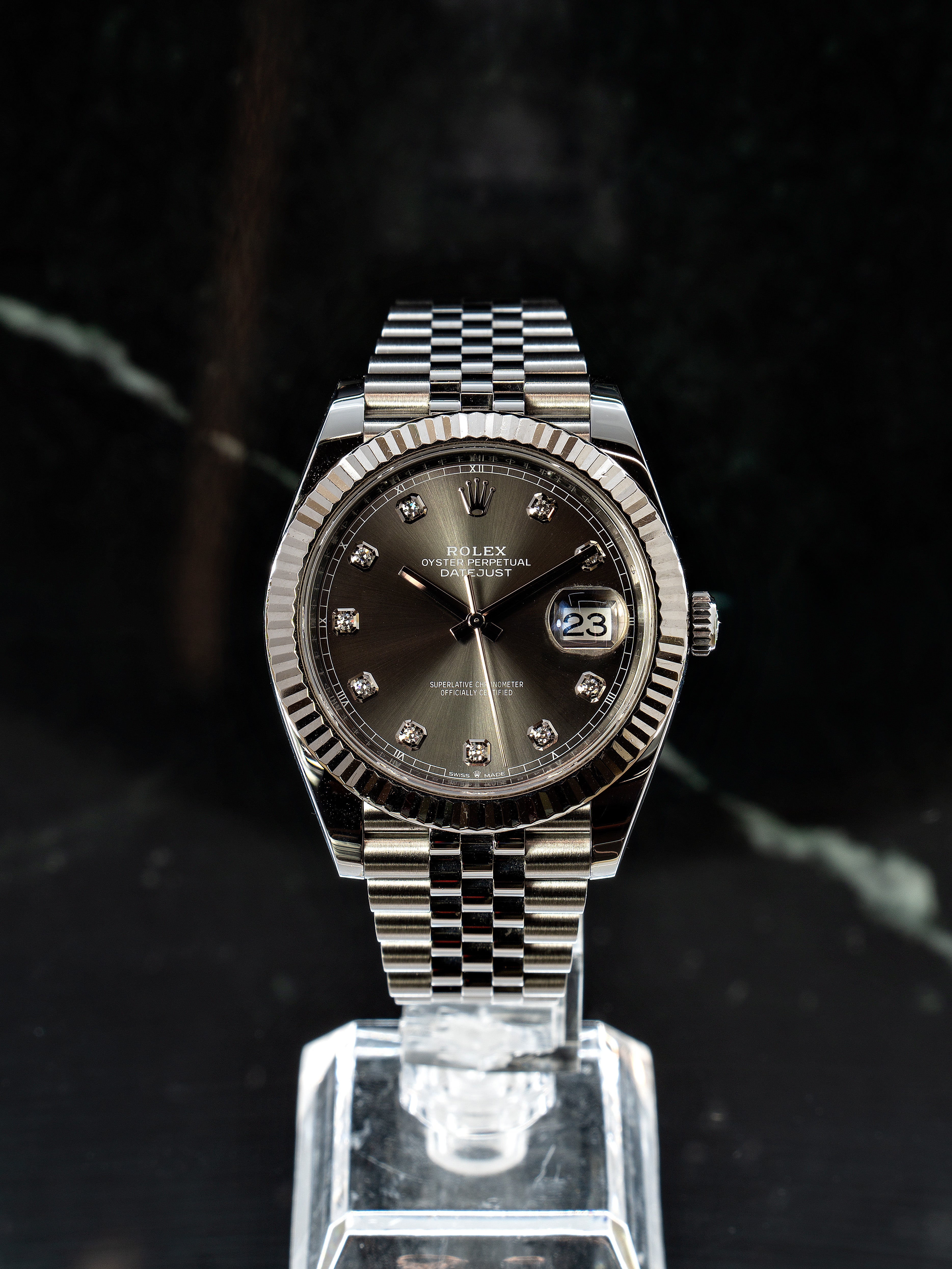 Rolex DateJust Rhodium C/Diamantes (41)