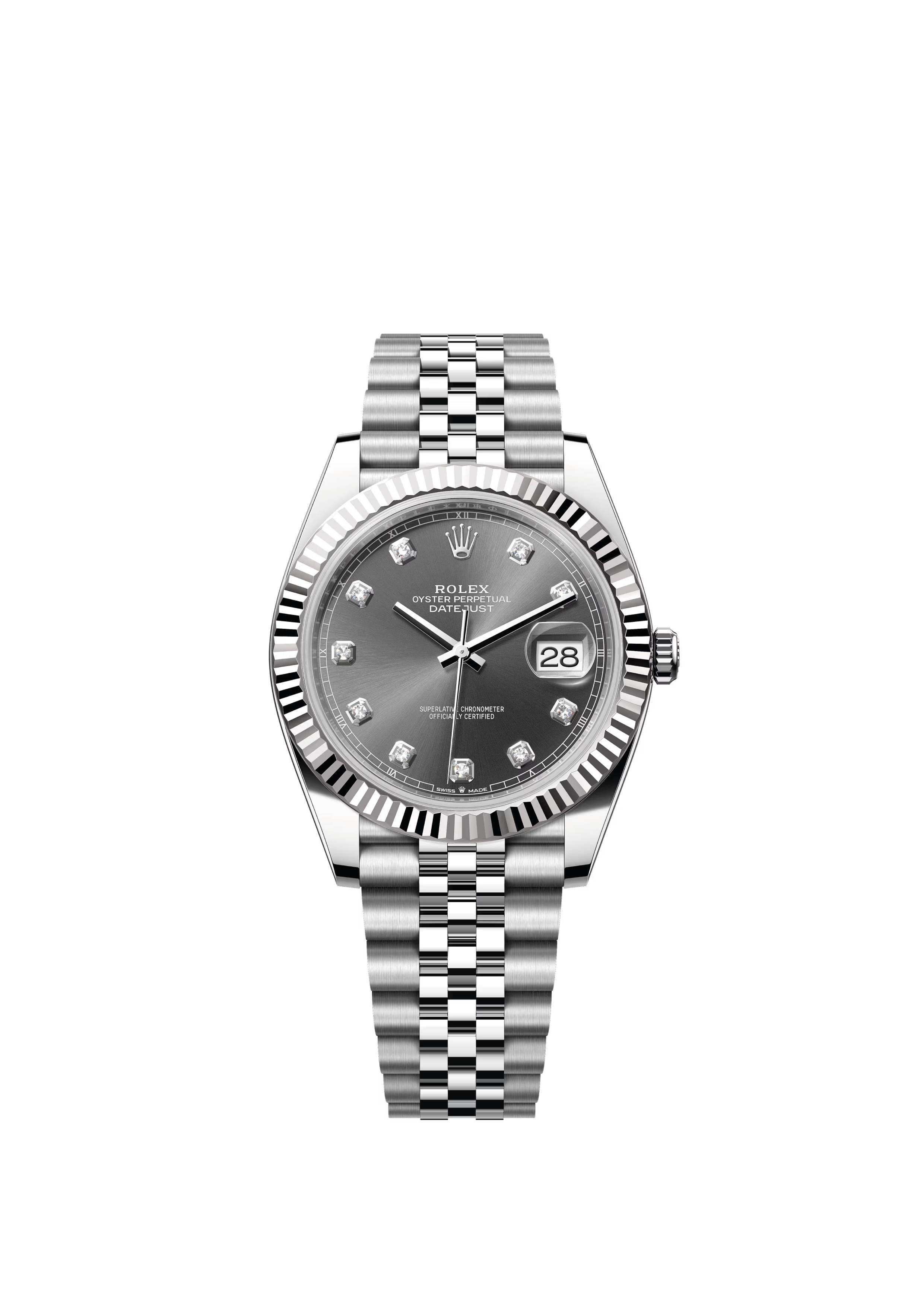 Rolex Datejust Rhodium c/Diamante